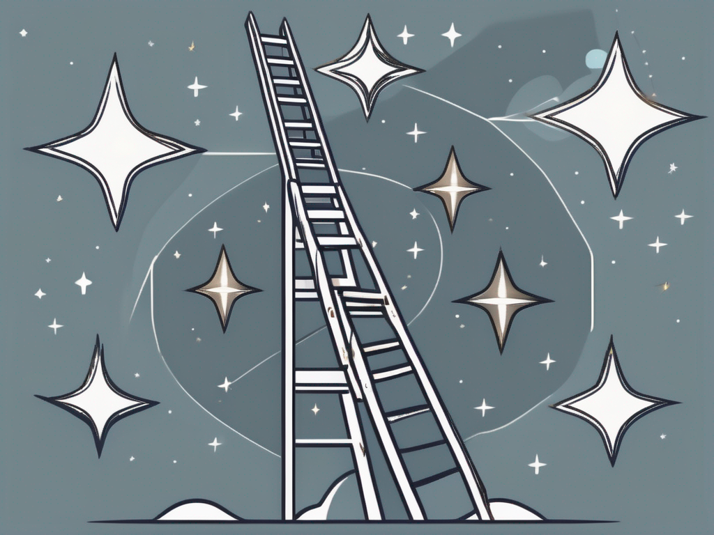 A ladder reaching up towards a starry sky