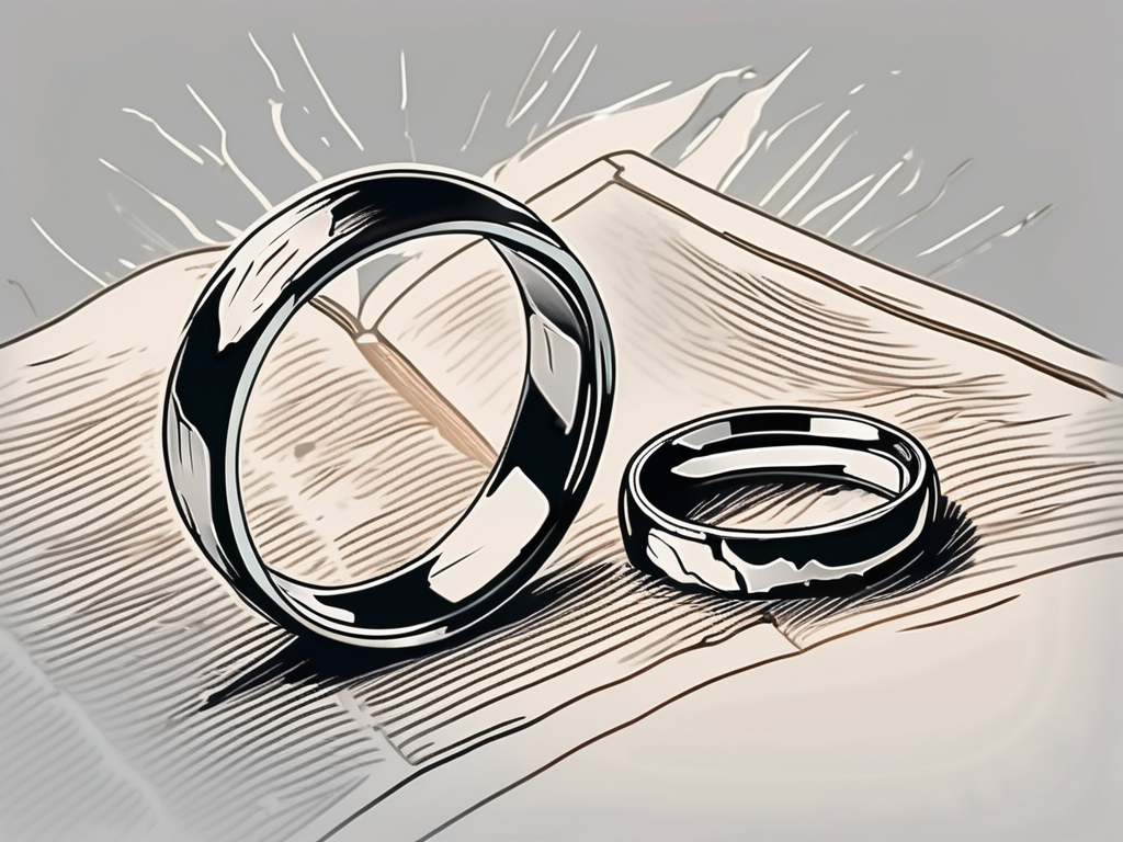 A broken wedding ring with a bible in the background
