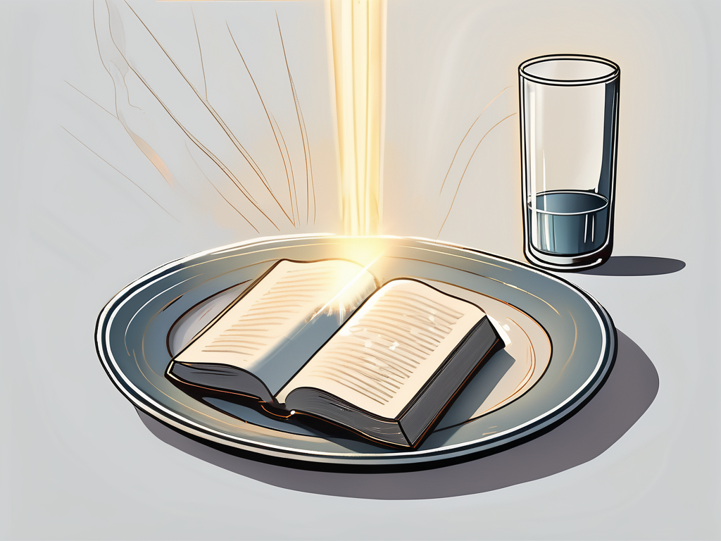 An open bible with rays of light emanating from it