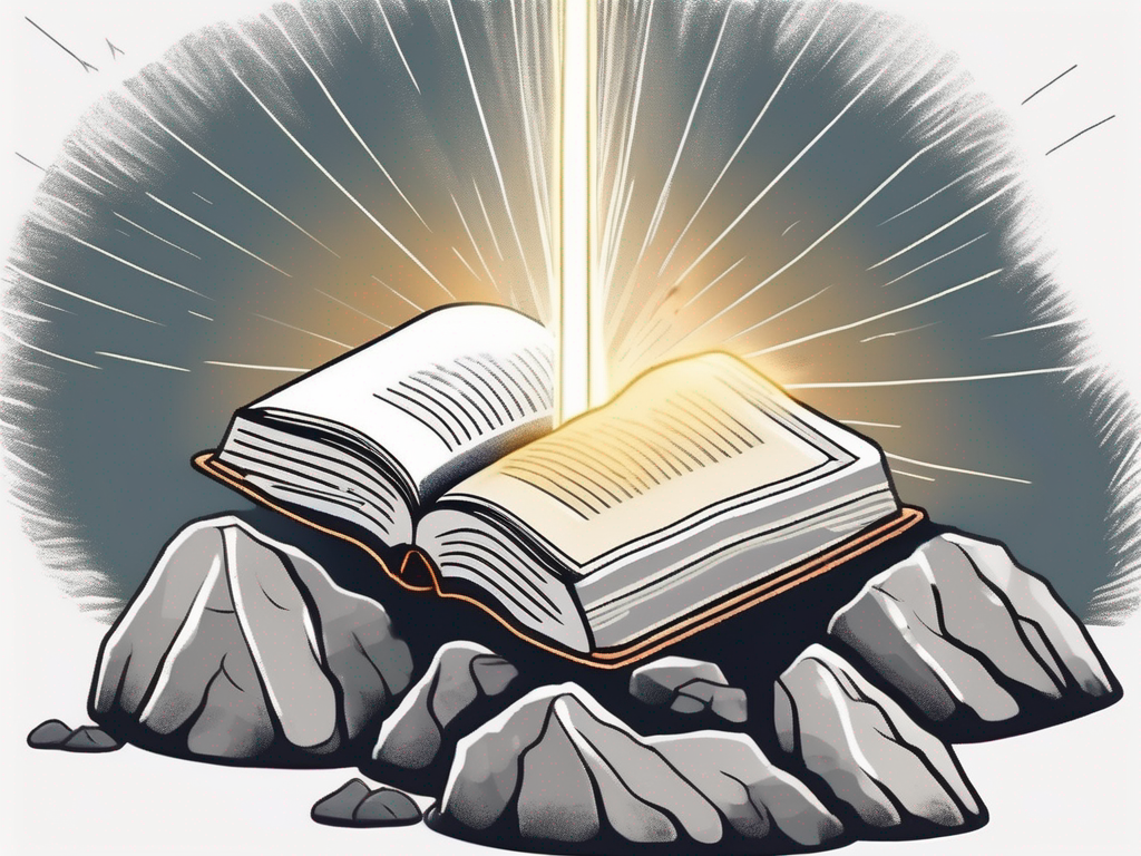 An open bible with rays of light emanating from it