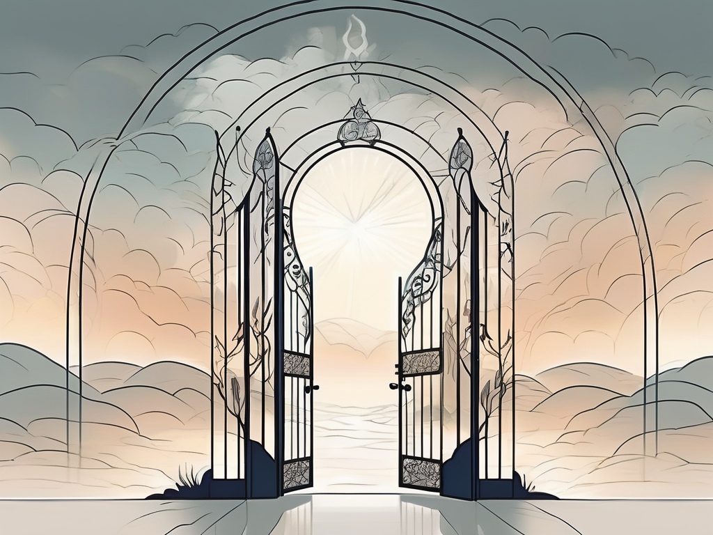 A heavenly gate opening into a beautiful