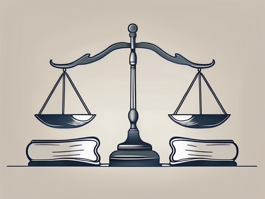 A balanced scale with a bible on one side and a gavel on the other