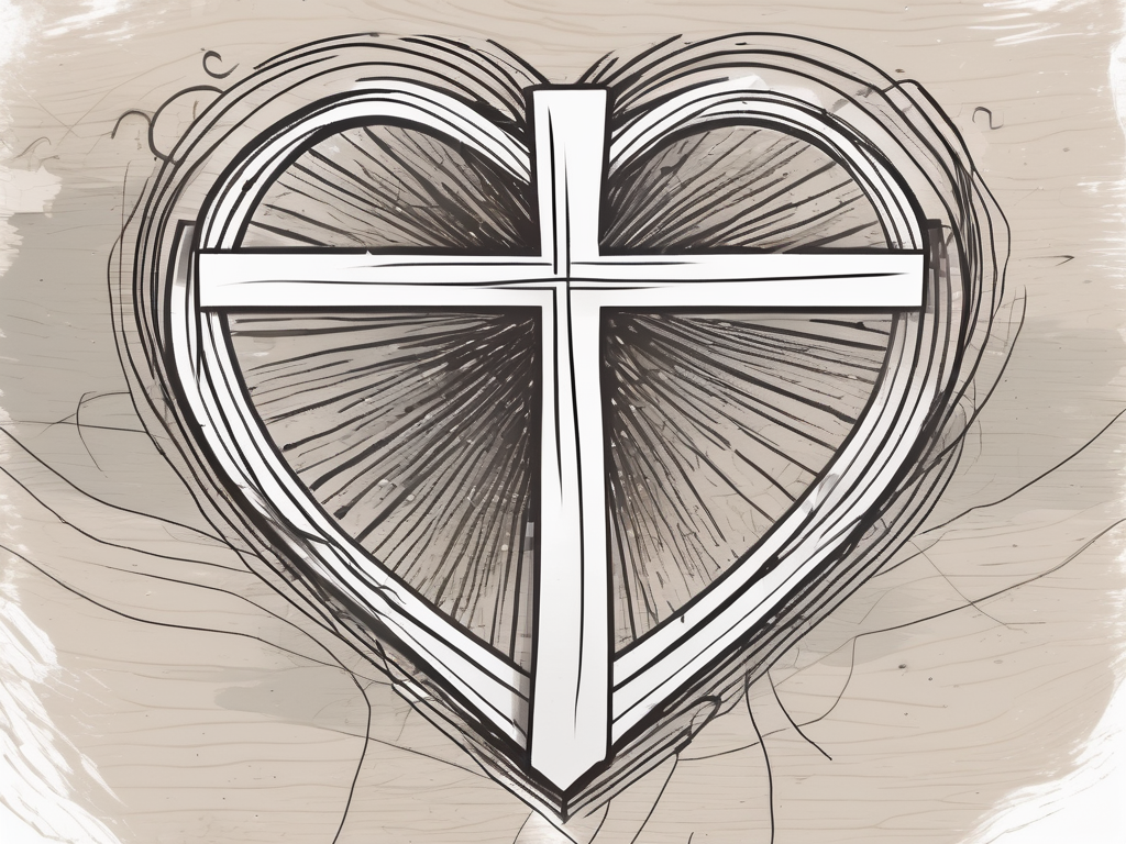 A heart intersecting with a cross