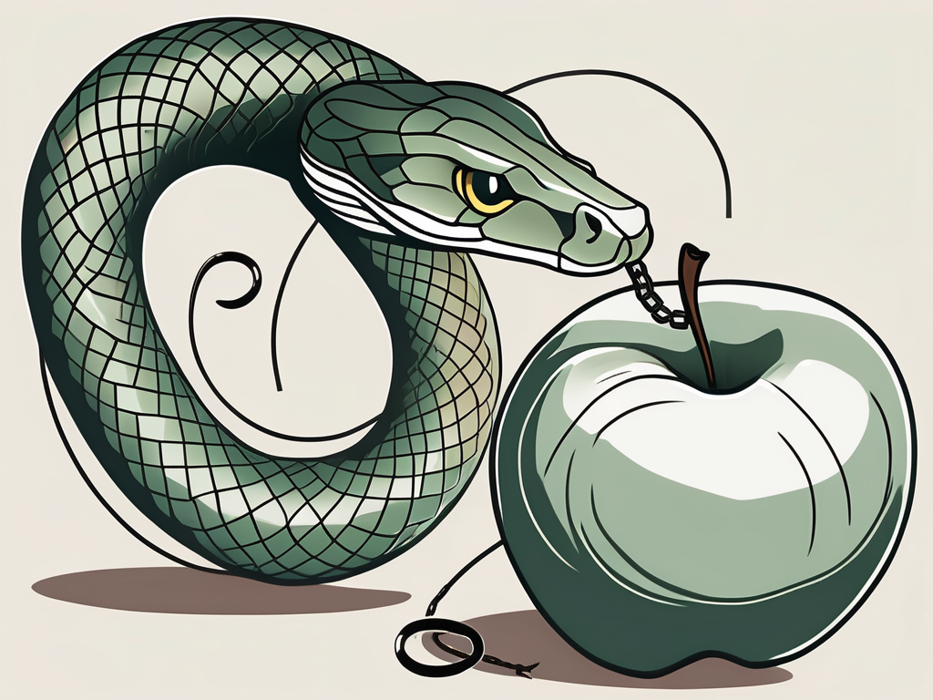A snake coiling around an apple
