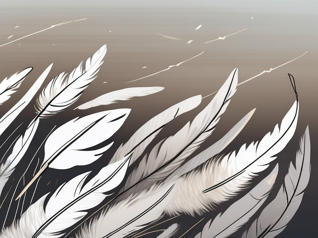 A broken feather scattering in the wind