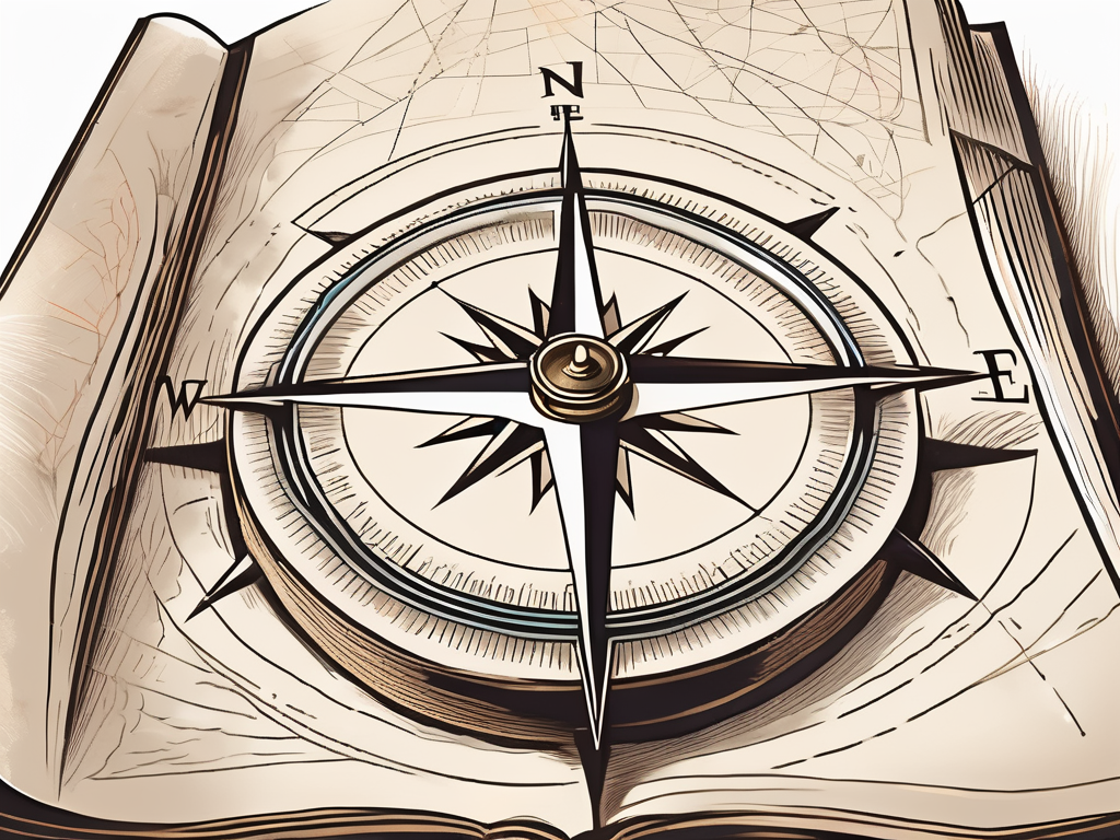 A compass resting on an open bible