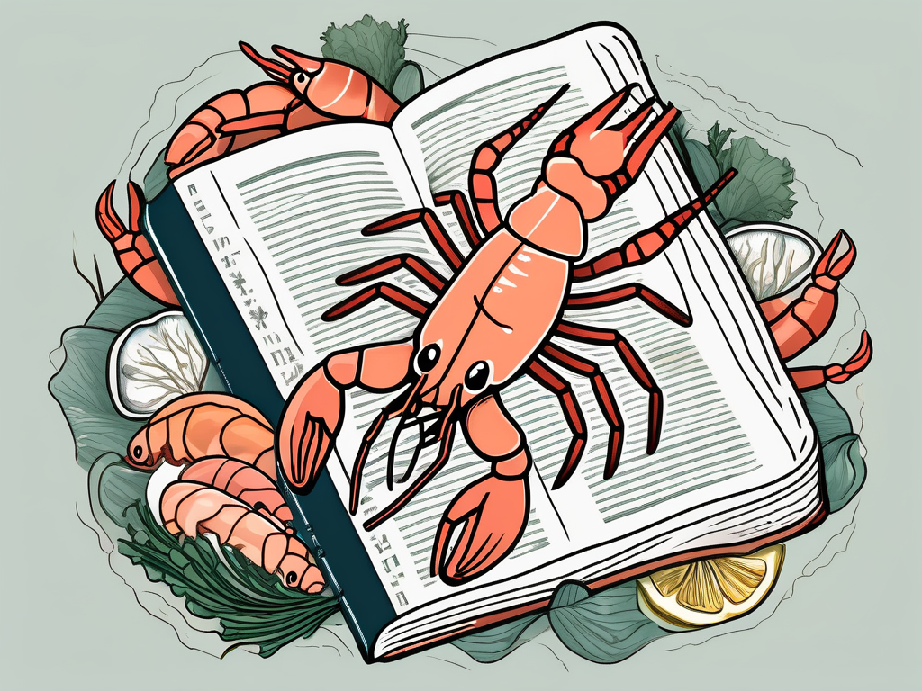 A bible with a shrimp on top