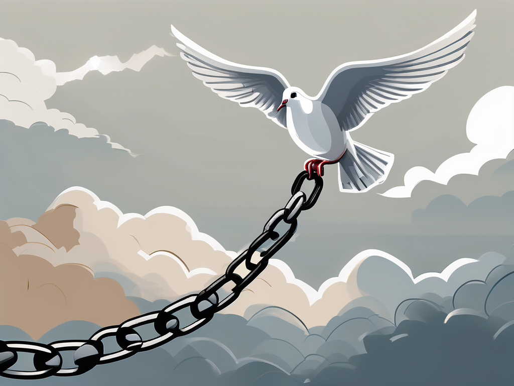 A broken chain with a dove flying out from it
