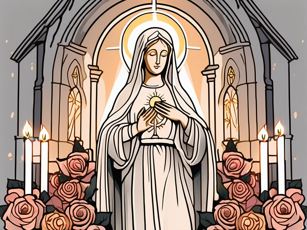 A radiant statue of our lady of prompt succor