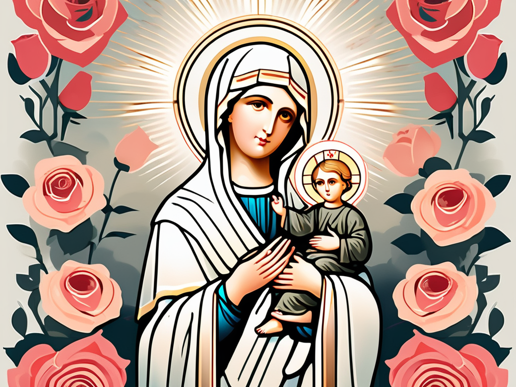 A glowing icon of our lady of perpetual help