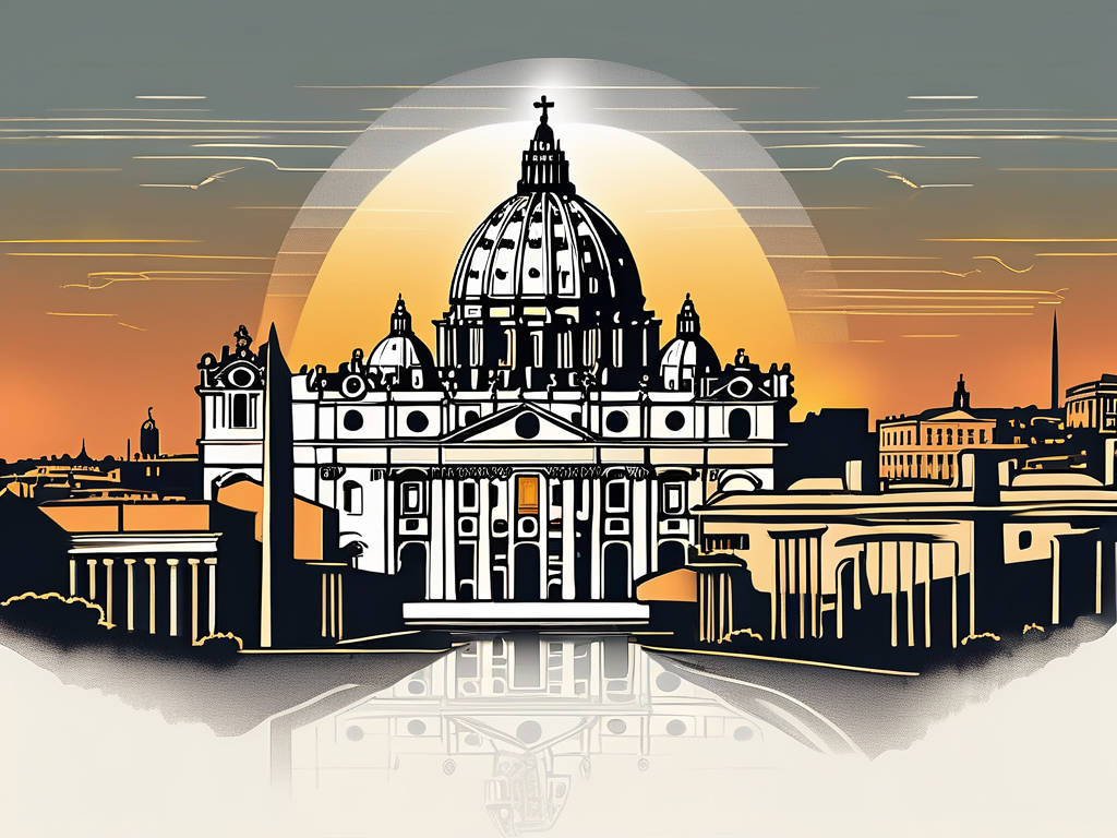 The vatican city skyline with a prominent focus on st. peter's basilica