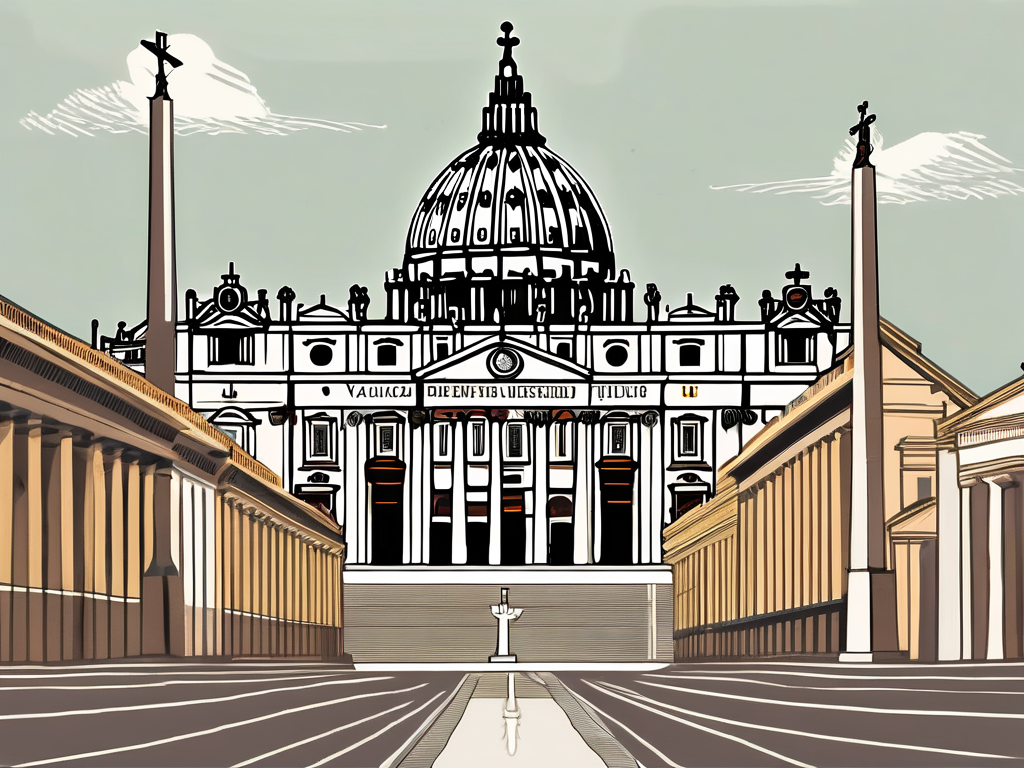 The vatican city with the symbolic keys of saint peter in the foreground