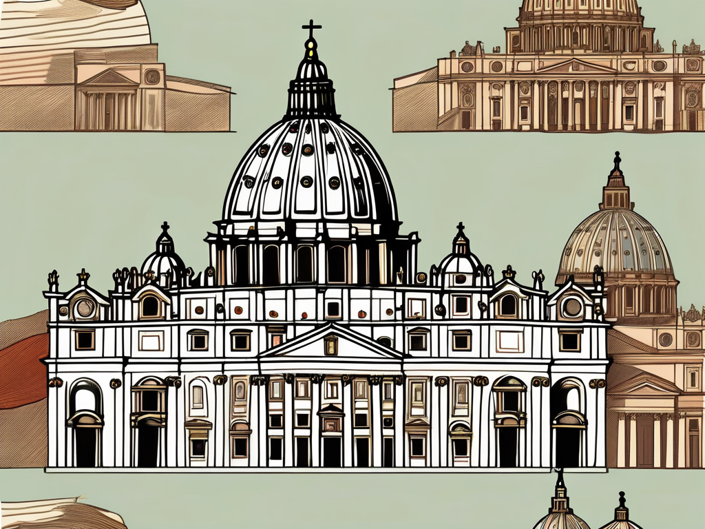 The vatican city with a prominent st. peter's basilica