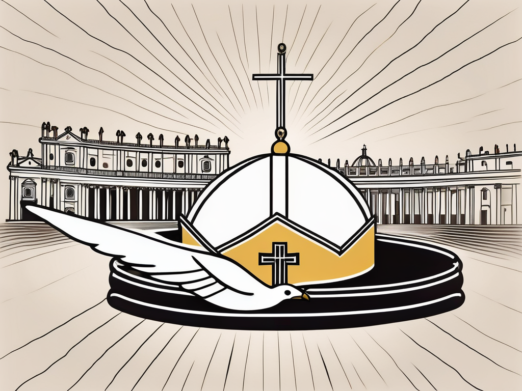 The papal tiara (pope's hat) and a symbolic dove