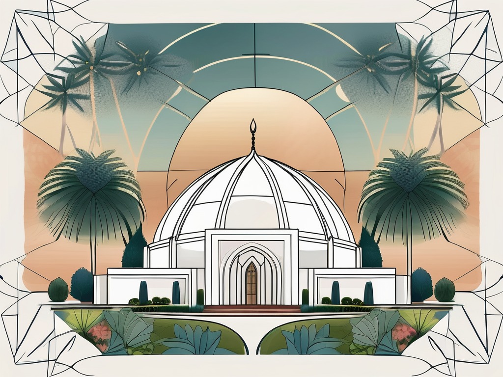 The bahai house of worship with its distinctive nine-sided architecture
