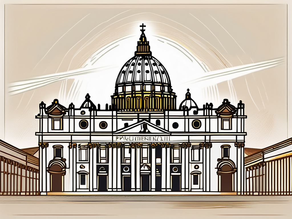 The vatican city with a prominent depiction of saint peter's basilica