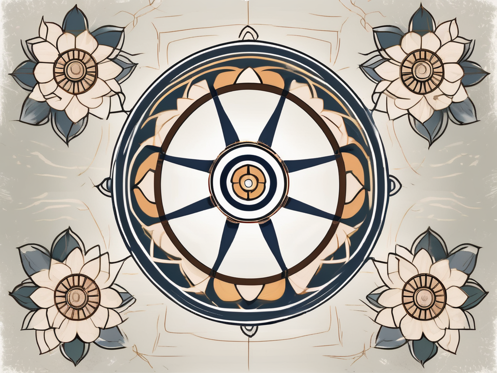 An eight-spoked dharma wheel