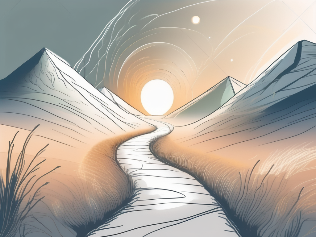A serene landscape with a mystical path leading towards a radiant