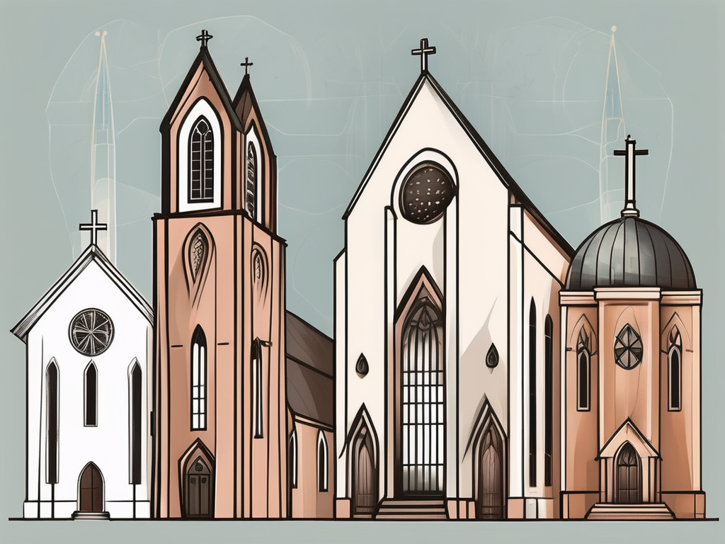 A diverse set of church buildings