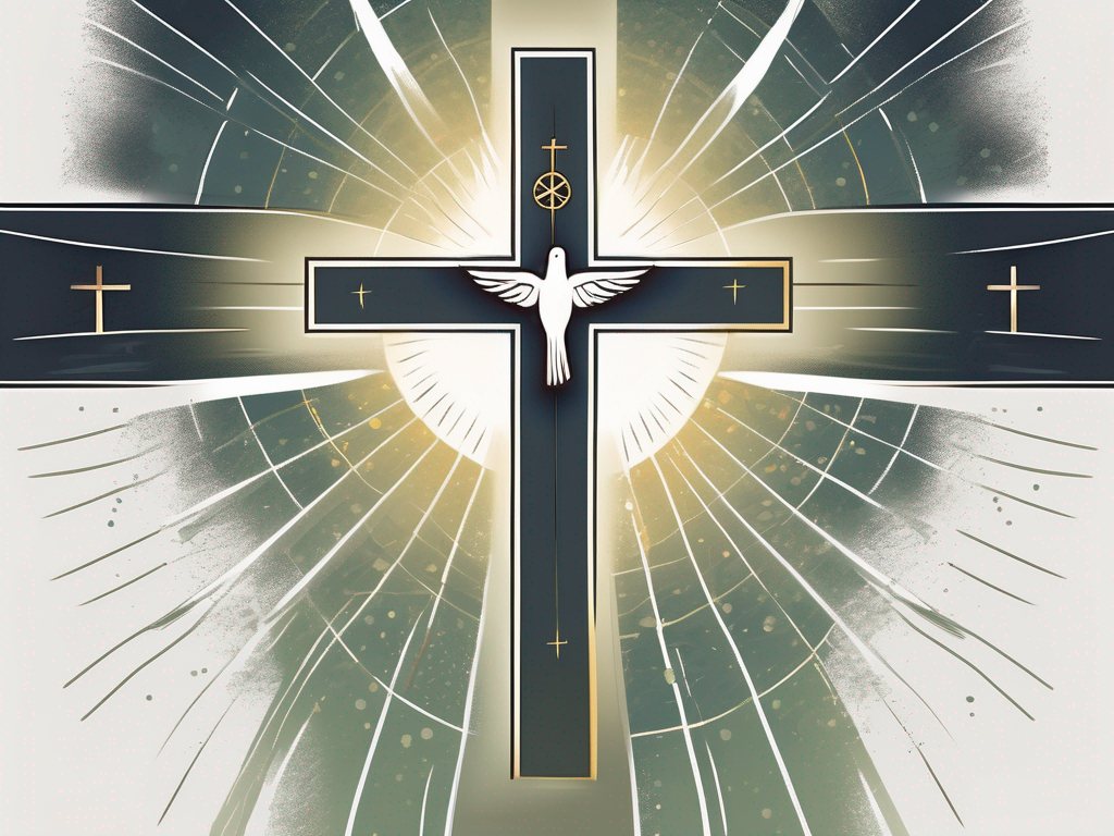 A radiant cross illuminating a dark background