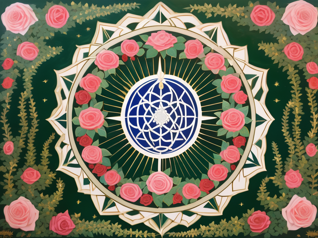 A symbolic scene featuring a bahá'í nine-pointed star (representing shoghi effendi's faith)