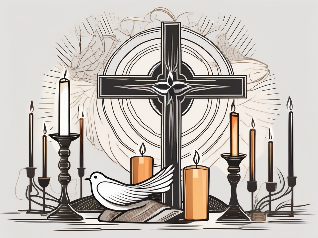 Various symbolic christian elements such as the cross