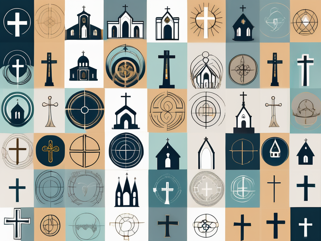 A diverse array of churches from various architectural styles and eras