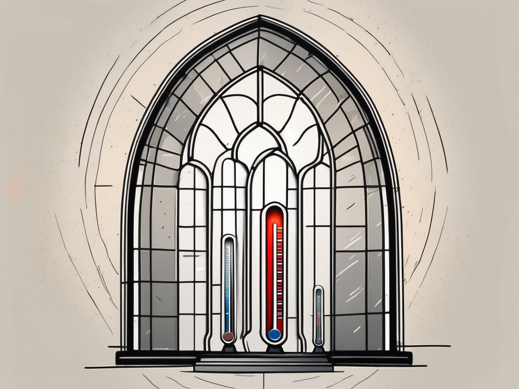 A thermometer placed in a church with the mercury level at the middle
