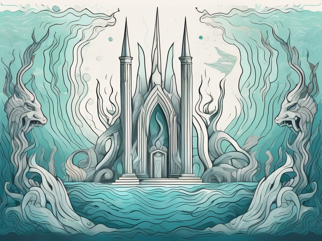 An underwater realm filled with mythical creatures