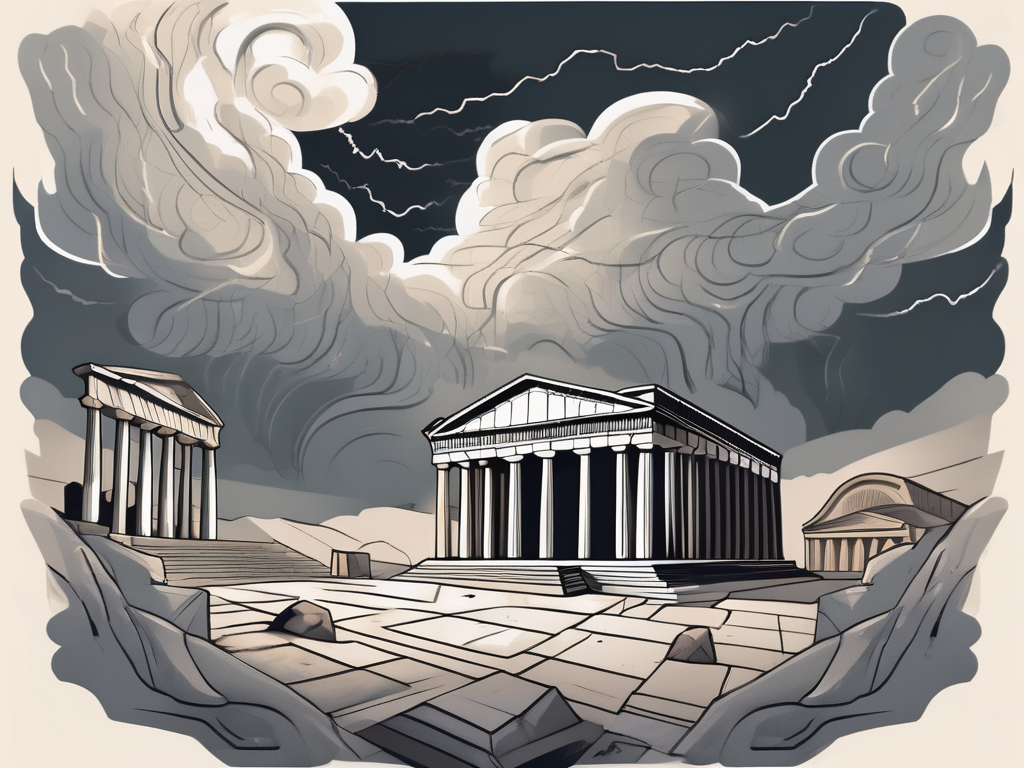 The pantheon with stormy skies overhead