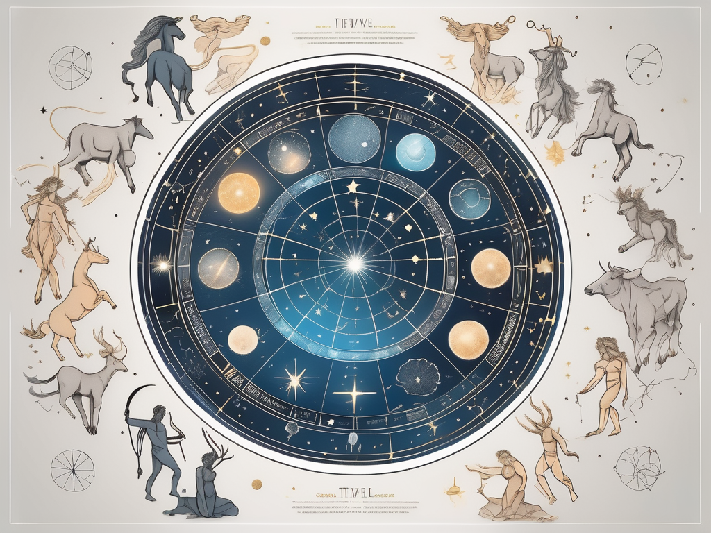 The twelve zodiac constellations arranged in a circle