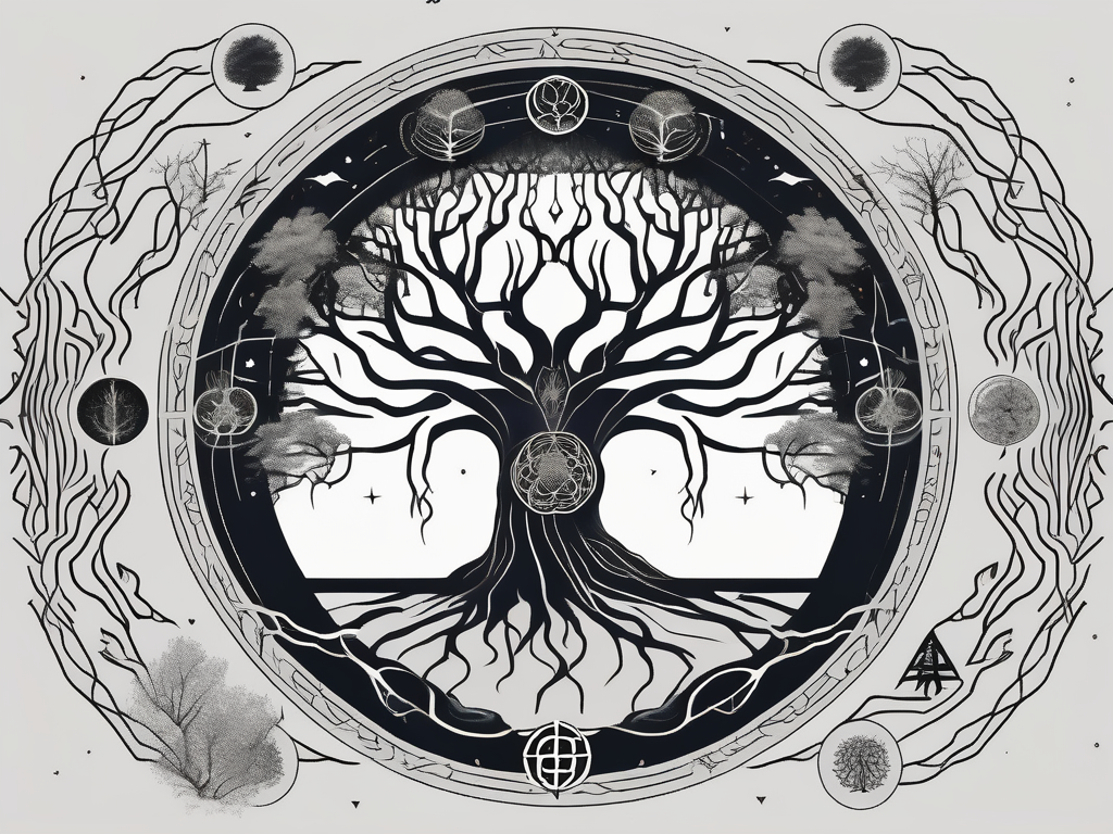 The cosmic void of ginnungagap with yggdrasil
