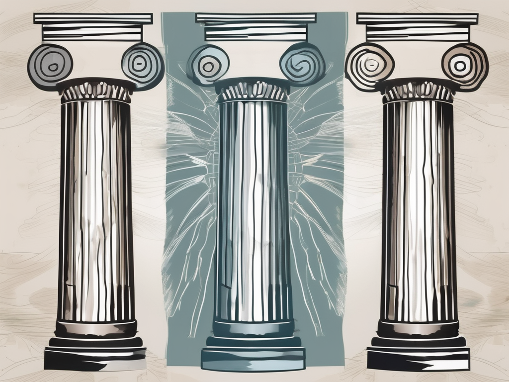 Three ancient greek columns
