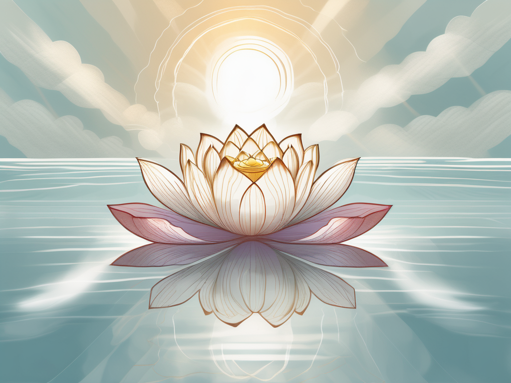 A lotus flower floating on calm water