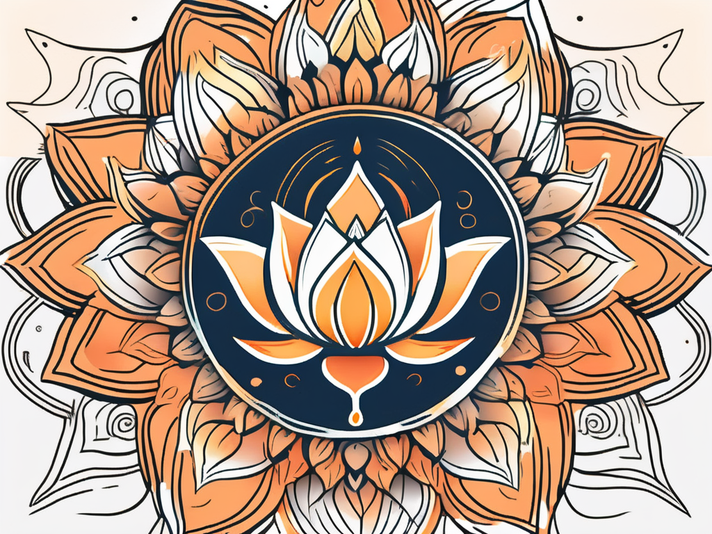Various symbolic elements from hinduism such as a lotus