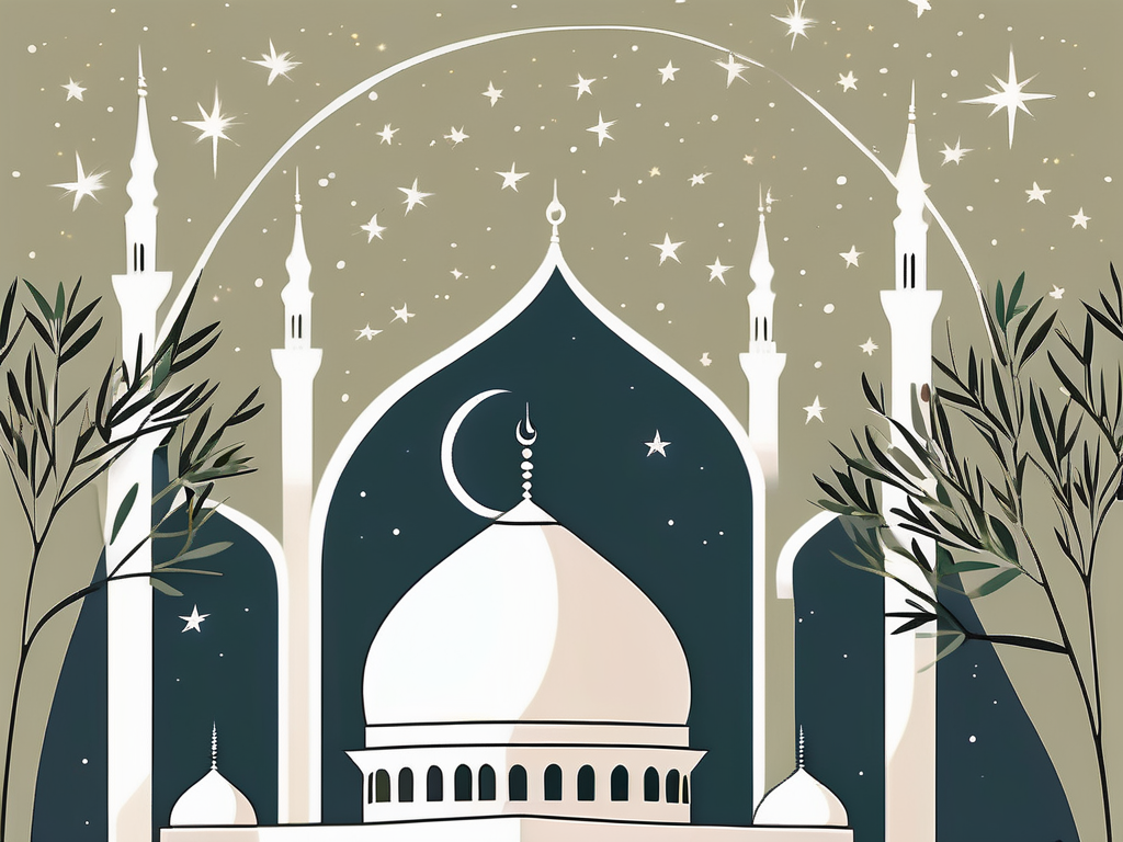 A serene mosque under a star-filled night sky