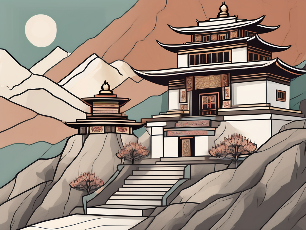 A tranquil tibetan temple nestled in the mountains