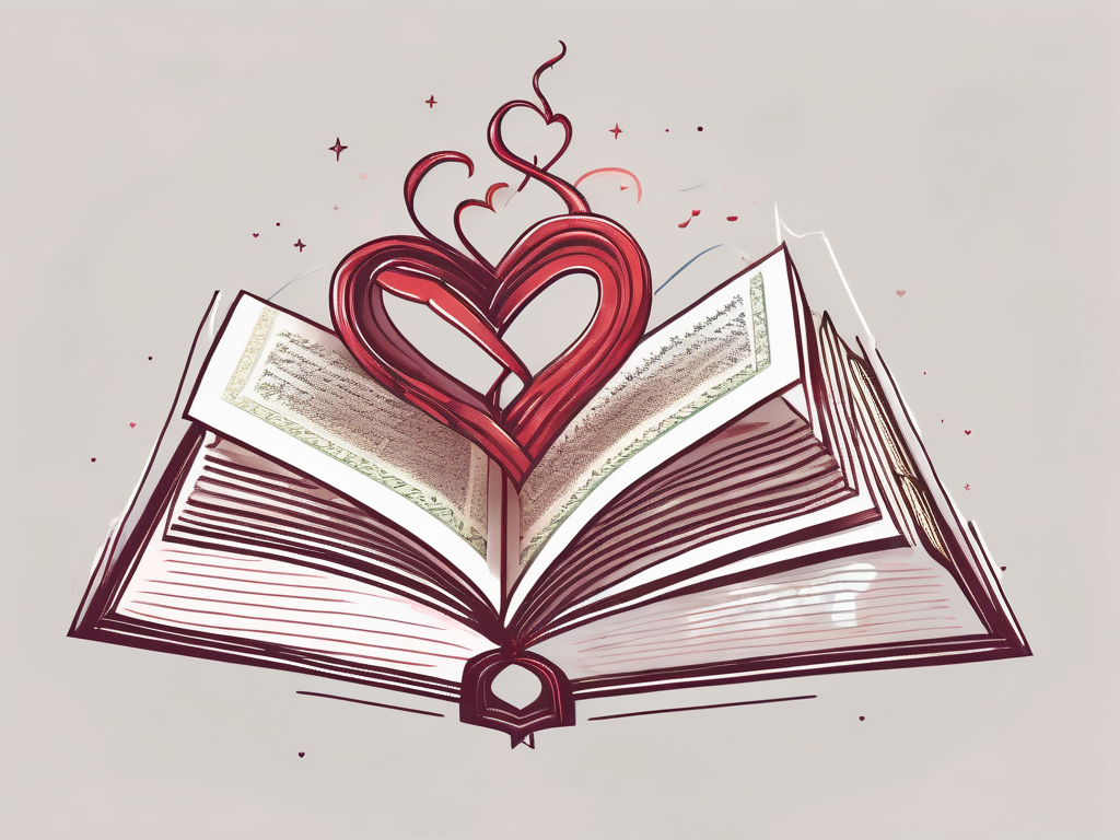 A heart intertwined with an open quran book