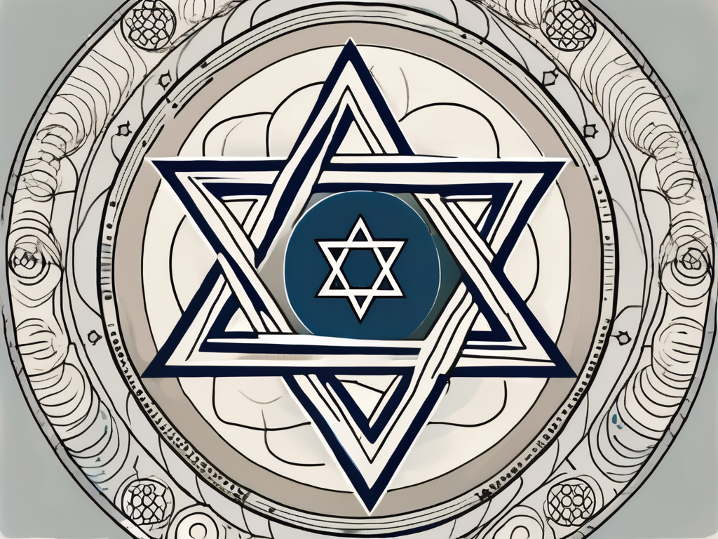 A star of david surrounded by a single larger circle