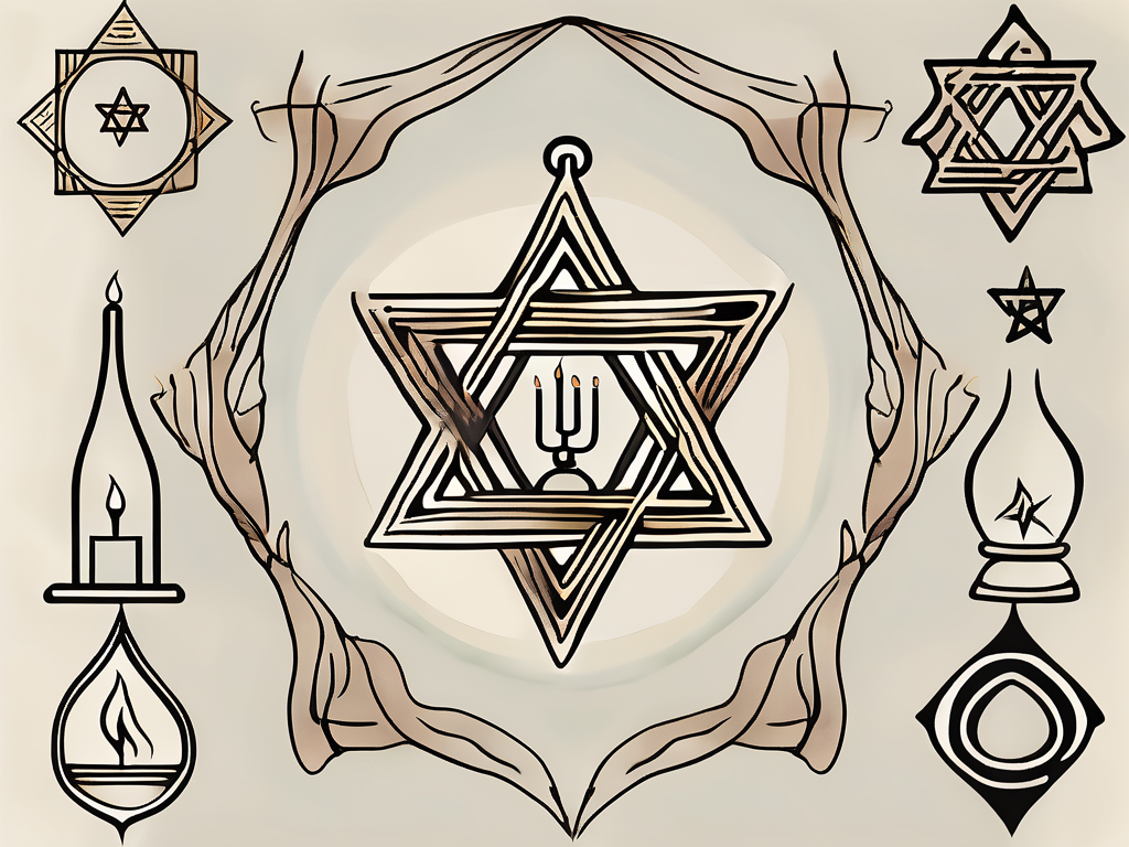 Various symbolic elements of judaism such as the star of david