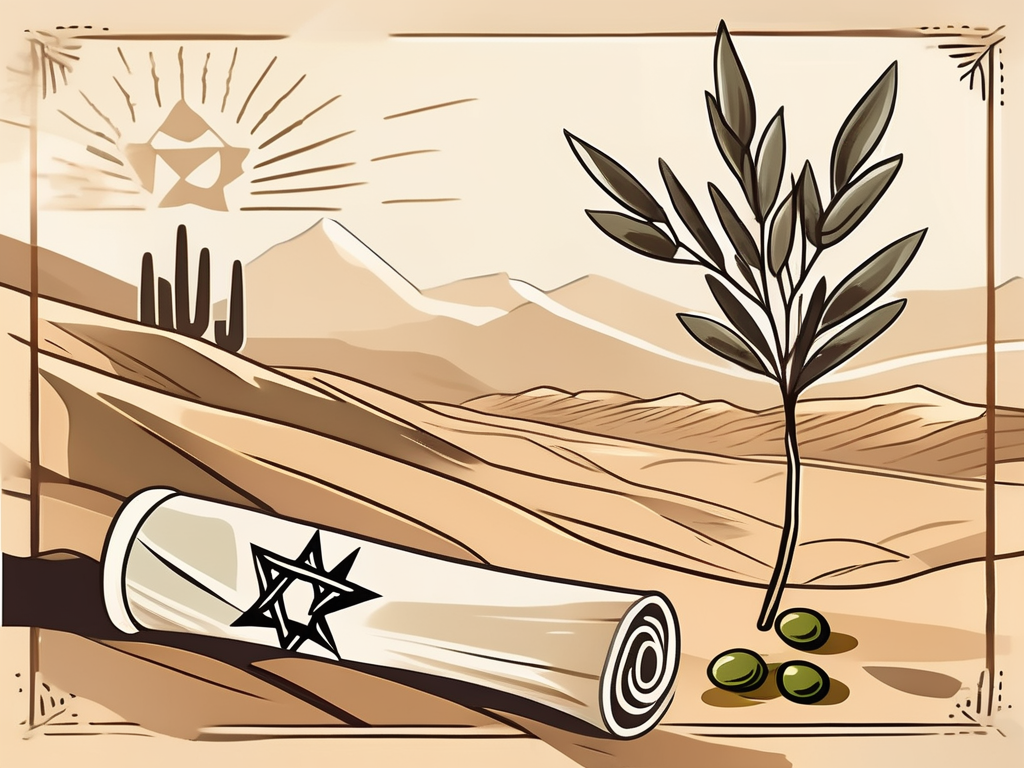 An ancient scroll unrolled with a symbolic star of david and an olive branch