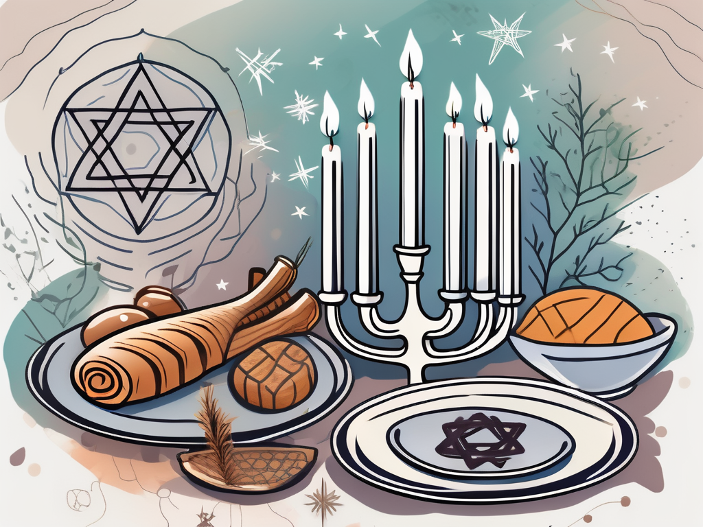 Various symbols associated with judaism's major holidays