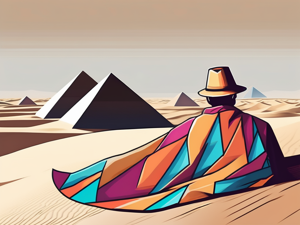 A colorful coat lying on a desert sand dune