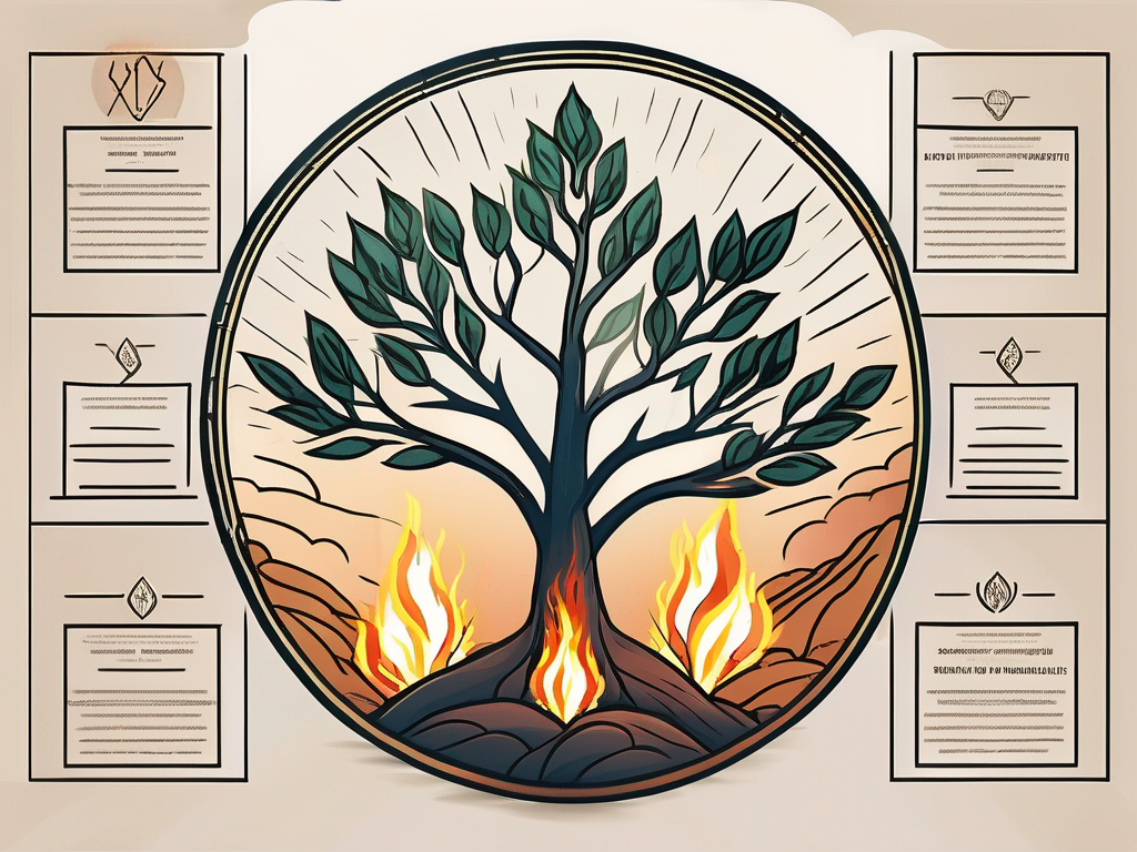 The burning bush and the ten commandments tablets