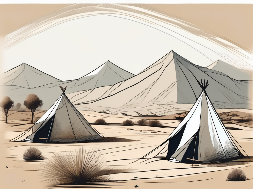 An ancient middle eastern landscape with a tent