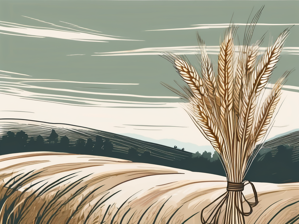 An ancient grain field with a single sheaf of barley