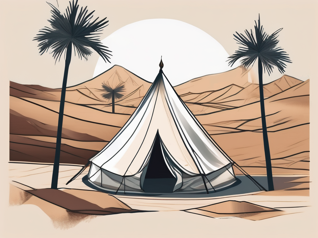 An ancient middle eastern landscape with a tent