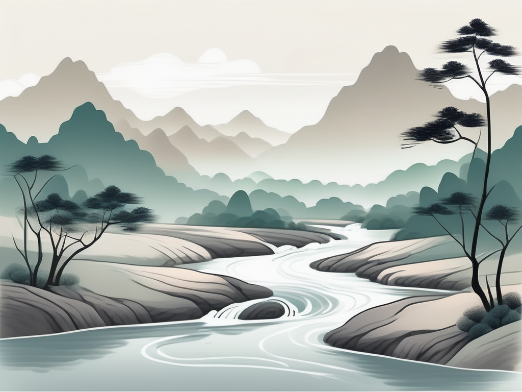 A serene natural landscape with a flowing river