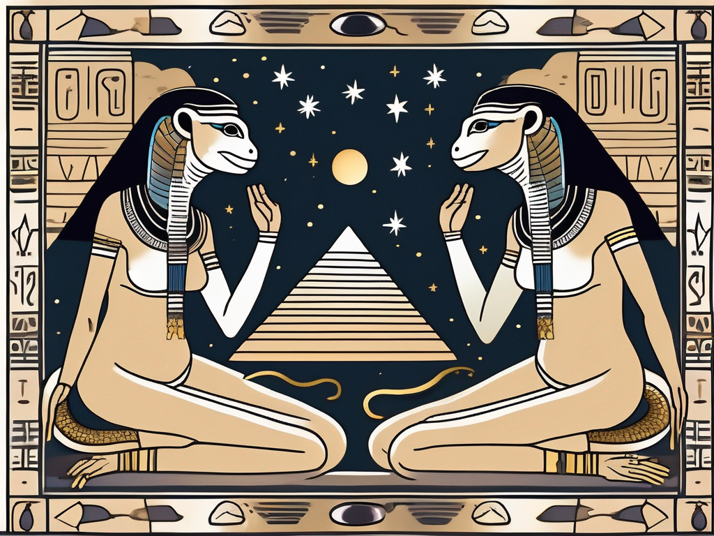 The ancient egyptian god kek and goddess kauket