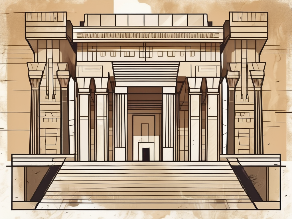 An ancient egyptian temple with the symbol of reshep